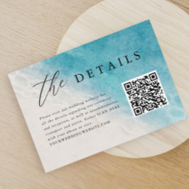 Cartão De Informações Detalhes do Código QR de Casamento de Praia do Oce