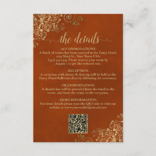 Cartão De Informações Detalhes do Código QR de Casamento Elegante em Lar