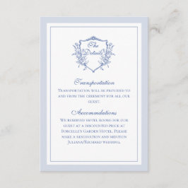 Cartão De Informações Detalhes do Código QR de Casamento Floral Azul Vin