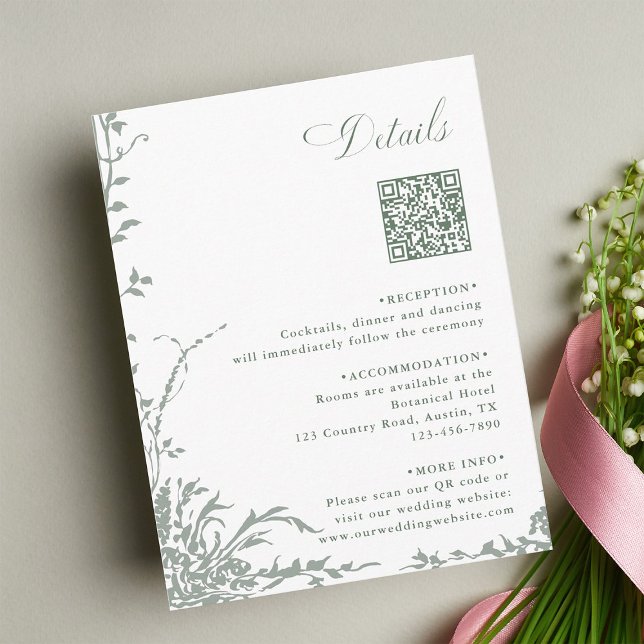 Cartão De Informações Detalhes do Código QR de Casamento no Jardim Flora (Criador carregado)