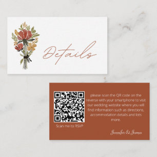 Cartão De Informações Detalhes do Código QR de Terracotta de Flor Selvag