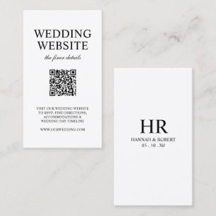 Cartão De Informações Detalhes do código QR do site de casamento minimal