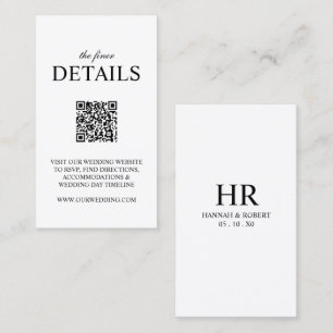 Cartão De Informações Detalhes do código QR do site de casamento minimal