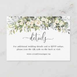 Cartão De Informações Detalhes do Código QR do Site de Floral Branco Enc