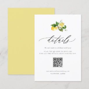 Cartão De Informações Detalhes do Código QR para Limão Botânico e Verde