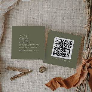 Cartão De Informações Detalhes do Código QR Verde Oliva Moderno Chic