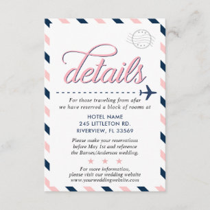Cartão De Informações Detalhes do Conjunto de Casamento Vintage Navy Ros