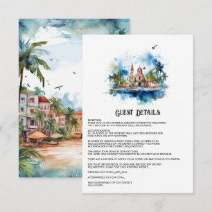 Cartão De Informações Detalhes do Convidado Aquarela República Dominican