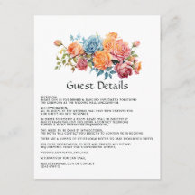 Detalhes do convidado azul, rosa, laranja e verde