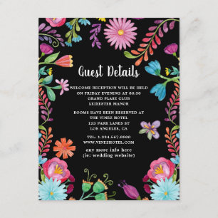 Cartão De Informações Detalhes do Convidado da Festa Floral Colorida em