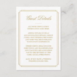 Cartão De Informações Detalhes do Convidado de Casamento Elegante em Dou
