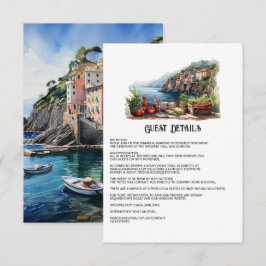 Cartão De Informações Detalhes do Convidado de Casamento em Cinque Terre
