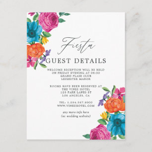 Cartão De Informações Detalhes do Convidado de Casamento Floral Aquarela