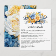 Detalhes do Convidado de Casamento Floral Azul e D