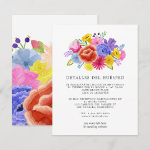 Cartão De Informações Detalhes do Convidado de Casamento Floral Fiesta E