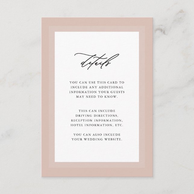 Cartão De Informações Detalhes do Convidado de Casamento Natural Elegant (Frente)