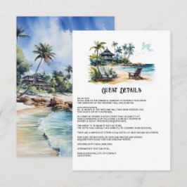 Cartão De Informações Detalhes do convidado de casamento no Caribe
