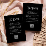 Cartão De Informações Detalhes do Convidado de Casamento Quimológico Pre<br><div class="desc">Essas informações simples e na moda, escuras de convidado de casamento preto cercado / cartões de inserção apresentam tipografia branca, estilo vintage. Você pode usar esses cartões para dirigir, receber ou transportar informações, informações sobre hotel ou acomodações e quaisquer outros detalhes de casamento que você precise conhecer. Também apresenta um...</div>