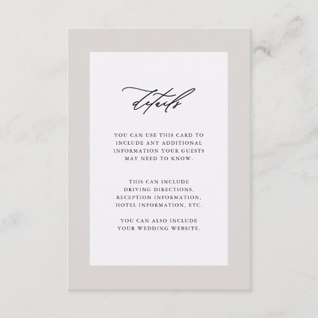 Cartão De Informações Detalhes do Convidado de Casamento Roxo Elegante (Frente)