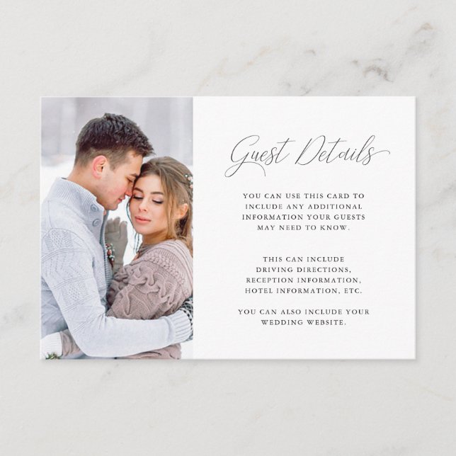 Cartão De Informações Detalhes do Convidado de Casamento Roxo Elegante c (Frente)