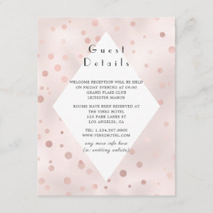 Cartão De Informações Detalhes do convidado de casamento vintage em Rose