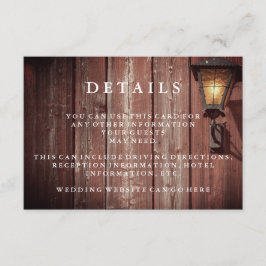 Cartão De Informações Detalhes do Convidado do Casamento Country Red Bar