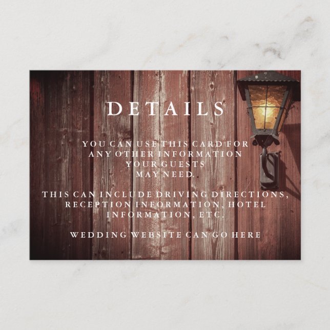 Cartão De Informações Detalhes do Convidado do Casamento do Country Red  (Frente)