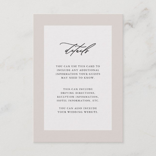 Cartão De Informações Detalhes do Convidado Elegante Preto (Frente)