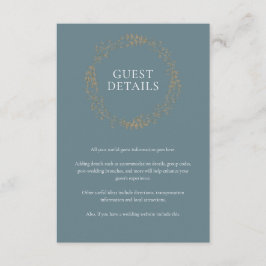 Cartão De Informações Detalhes do Convidado Floral Garland Dourado