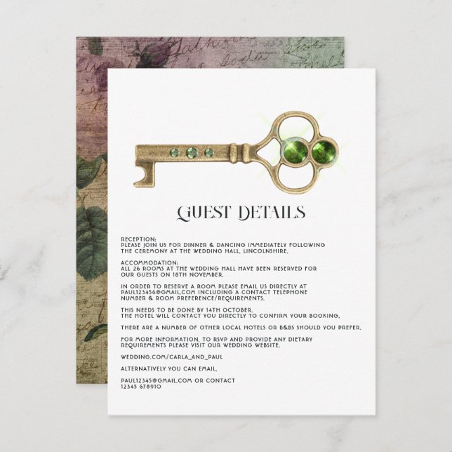 Cartão De Informações Detalhes do Convidado Gótico do Halloween (Frente/Verso)