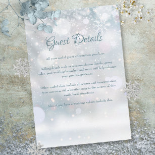 Cartão De Informações Detalhes do Convidado sobre Flocos de Neve do inve