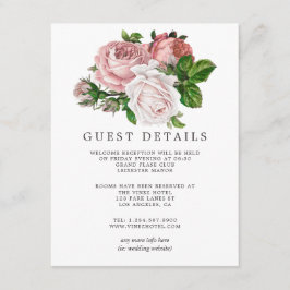 Cartão De Informações Detalhes do Convidado Vintage Blush e Burgundy