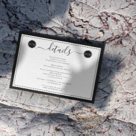 Cartão De Informações Detalhes do Elegante Branco e Preto Simples