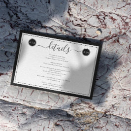 Cartão De Informações Detalhes do Elegante Branco e Preto Simples