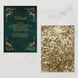 Cartão De Informações Detalhes do Emerald Green do Quadro Dourado antigo