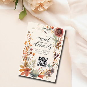 Cartão De Informações Detalhes do Evento Boho Floral de Outono Marfim