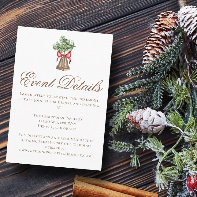 Cartão De Informações Detalhes do Evento de Casamento de Bell de natais  (Criador carregado)