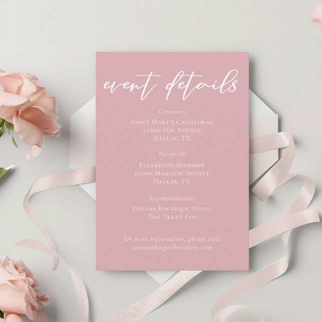 Cartão De Informações Detalhes do Evento de Casamento do Script Branco D (Criador carregado)