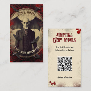 Cartão De Informações Detalhes do Evento do Código QR Dúvidas Drácula de
