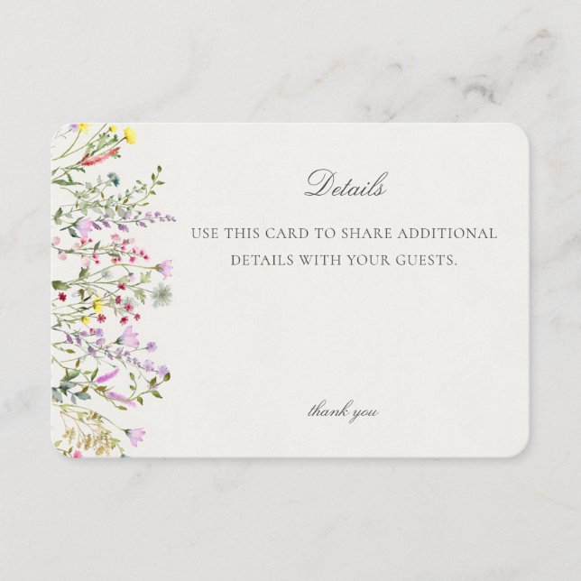 Cartão De Informações Detalhes do Evento Floral Boho de Flores Selvagens (Frente)