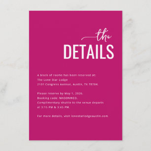 Cartão De Informações Detalhes do Evento Magenta Elegante