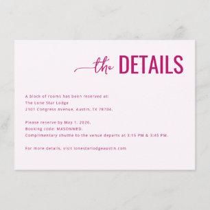 Cartão De Informações Detalhes do Evento Rosa Elegante