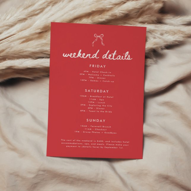 Cartão De Informações Detalhes do Fim de Semana de Despedida de Solteira (Criador carregado)