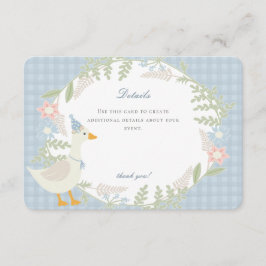Cartão De Informações Detalhes do Floral Gingham Gingham, Bobo Azul