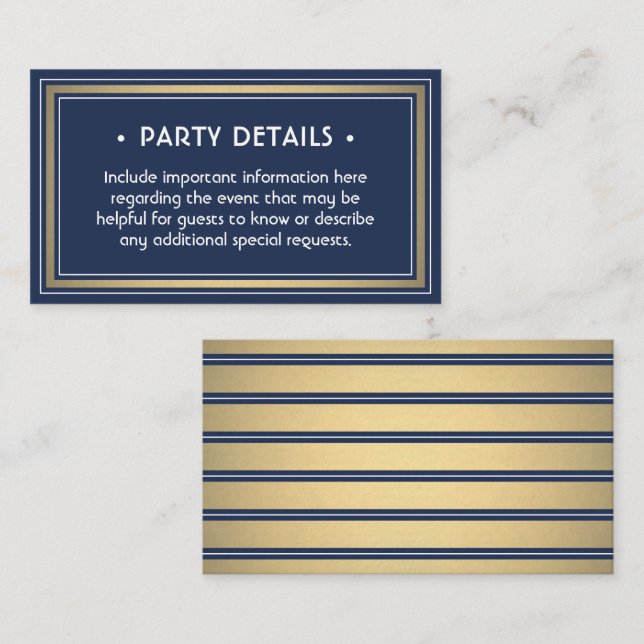 Cartão De Informações Detalhes do Folheto Azul, Branco e Dourado do Mari (Frente/Verso)