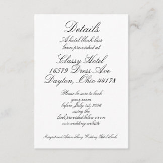 Cartão De Informações Detalhes do Hotel