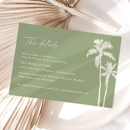 Cartão De Informações Detalhes do Hotel de Casamento Tropical com Palmei
