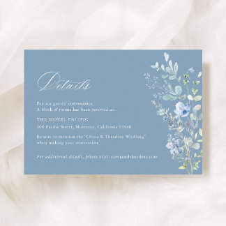 Cartão De Informações Detalhes do Hotel Floral de Flor Silvestre Azul Em
