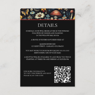 Cartão De Informações Detalhes do Jardim de Cottagecore e Código QR