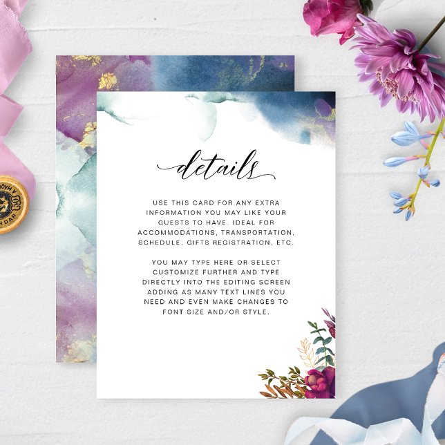 Cartão De Informações Detalhes do Jardim Místico, Roxo, Azul e Teal (Criador carregado)